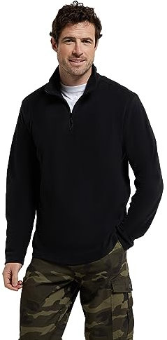 Mountain Warehouse Camber II Mens Half-Zip Fleece - Lightweight & Quick Dry Microfleece - Autumn, Winter, Outdoors Black L
