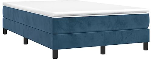 vidaXL Boxspringbettgestell, Polsterbett Bett für Schlafzimmer, Bettrahmen mit Lattenrost Stützbeinen, Schlafzimmerbett Doppelbett, Dunkelblau 120x200cm Samt