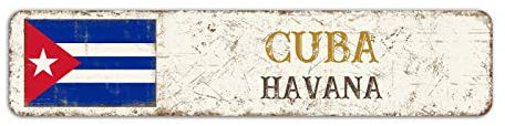 Willkommen Havanna-Schild, Kuba Havanna Stadt Straßenschild Retro Kuba Aluminiumschild Hauptstadt Vintage Metallschild Wanddekoration 10 x 45 cm