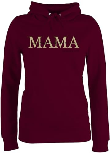 Pullover Damen Hoodie Frauen - Mama mit Namen Kinder est I Geschenk Mama Muttertag I Mutti Geschenkidee Mom I Mum Geburtstag I Weihnachten - XXL - Burgundrot - Geschenke für mütter