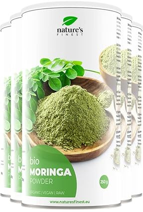 Nature's Finest Moringa Bio en Poudre, Moringa Oleifera 250 g (Lot de 5)