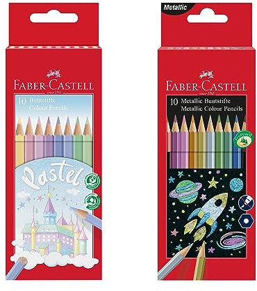 FABER-CASTELL 205068 - Juego de lápices de colores metálicos y pastel, 20 piezas, irrompibles, para niños y adultos