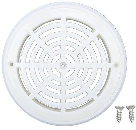 Fdit 8 Inch Plastic Inground Swimming Pool Main Drain Cover, Replacement Pool Drain Cover with Screws Efficient Circular Design for Water Clarity Safety