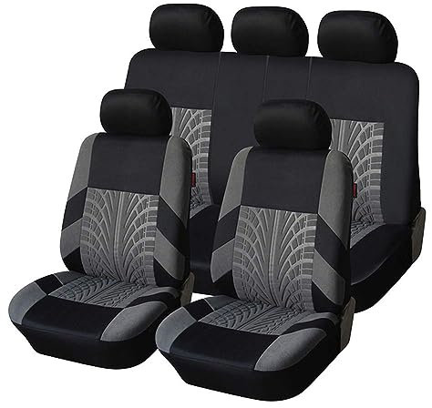 AMHIL Autositzbezüge für VW Tiguan/SWB/ (5seats) /2016-2023, Passende Auto Schonbezüge, Sitzbezüge Sitzschoner, Fit Komplettset Autositzschoner Reifenschienen Autositzzubehör,B/Grey
