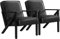 Yaheetech Loungesessel 2er Set Sessel Vintage Relaxsessel Kunstleder mit Massivholzbeinen Einzelsofa für Wohnzimmer/Schlafzimmer/Empfangsbereich Schwarz