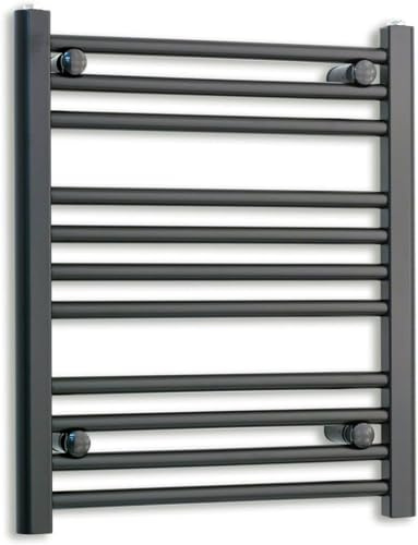 350mm Wide Black Heated Towel Rail Straight Flat Bathroom Warmer Radiator Rack Central Heating Turkish Zone (350mm x 600mm)