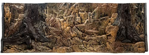 WYSKONT Aquarium Rückwand 3D Korfu - Aquarium Hintergrund - Aquarium Zubehoer - Hintergrund - Aquarium Deko - 146x54 cm zweiteilig für Aquarium 150x60 cm - braune Farbe - Aquarium Groß