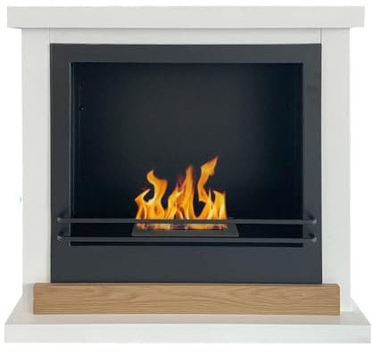 Divina Fire Camino a bioetanolo biocamino da Terra Stoccolma in Legno Bianco L75xP24xH68 cm