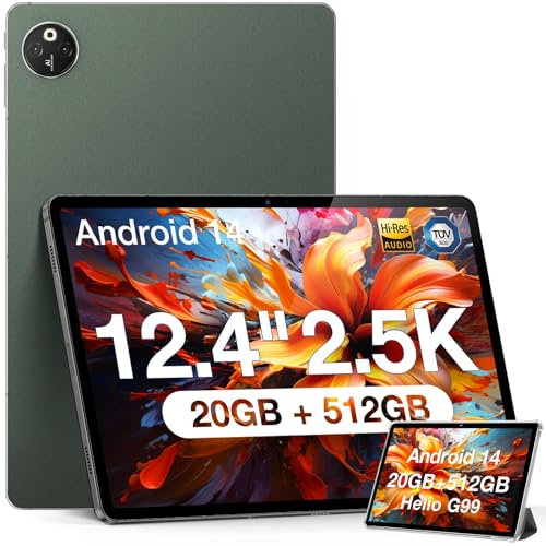 DOOGEE T30 MAX Tablet, 12 Pollici, 20GB RAM + 512GB ROM/2TB TF, Android 14 Helio G99 Octa-Core, 2.5K Display Gaming Tablet, 10800mAh/33W, Dual 4G SIM/5G WiFi/OTG/GPS/Widevine L1/50MP+20MP