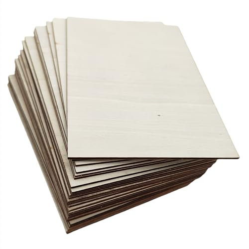 30 Pack Rectangular Plywood Sheets, 10 x 15 x 0.2cm Unfinished Wood Sheets Plywood Boards for DIY Crafts, Painting, Engraving