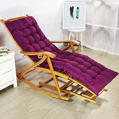 Schaukelstuhl, Sessel, Loungesessel, Relaxsessel, Liegesitz, Bambusstuhl mit Fußstütze und Armlehne, verwendet in Gärten, Schwimmbädern, Rasenflächen im Innen- und Außenbereich (Schaukelstühle + lila