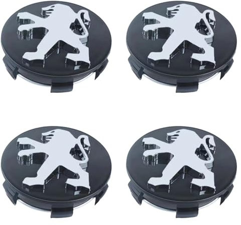 Auto Cache Moyeux pour Peugeot 206 Sedan, Cache Moyeu Centre de Jante Capuchons Cache de Roue Centrale D'emblème Antirouille PoussièRe DéCoration Accessoires 4PCS,Black