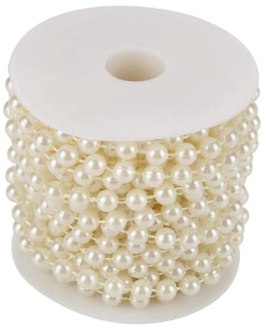mumisuto Pearl Beads String Chain, 10m/roll Grinding Pearl Beads String DIY Wedding Decoration for Party Home Decoration 8mm (Beige)