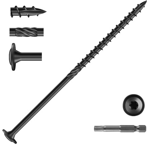 Dayalo Lot de 50 vis à tête plate 6,3 x 150 mm, vis à bois Torx, vis de construction en bois, vis de construction, vis Torx, filetage partiel, avec embout Torx