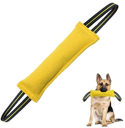 Euyaita Giocattolo per Cani Salsiccia per Cani Manicotto per Cani Giocattolo per Rimorchiatore per Cani Giocattolo di Morso con 2 Manici per Cani Salsicciotto per Allenamento per Cani (Giallo)