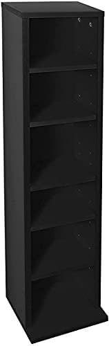 Hampton & Stewart DVD Storage Tower Rack CD Unit Shelf Organiser Wood Black/White (Black)