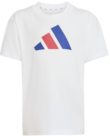 adidas Unisex Kids Essentials Big Logo T-Shirt, White/Team Royal Blue/Pure Ruby, 7-8 Years