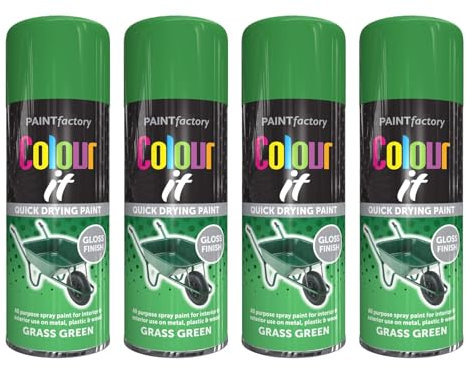 PEBBLE HUG Grass Green Gloss Spray Paint, Quick-Drying Formula, DIY Enthusiasts, Perfect For Enhancing Wood, Furniture, Metal, Plastic, Long-Lasting, Interior And Exterior Use, 250ml, (4 Pcs)