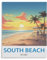 1000 Teile Puzzle Für Erwachsene Und Kinder，Vintages Reiseplakat South Beach Miami，Stressabbau Herausforderung Bodenpuzzle DIY Home Wanddekoration（38x26cm）-C59
