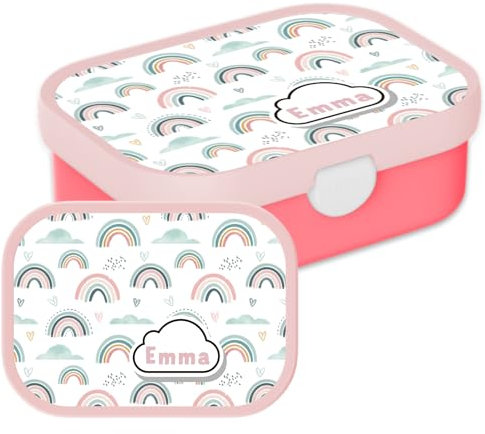 Mepal Personalisierte Brotdose mit Namen - Bento Lunchbox für Kinder - Regenbogen - Geeignet für bis zu 4 Butterbrote - BPA-frei & Spülmaschinenfest - 750 ml - Kleine Regenbogen