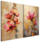 murando - Ensemble de 2 tableaux d'art décoratif 80x60 cm - Impression sur toile décoration murale peinture maison salon chambre - Fleurs roses dans une ambiance zen b-H-10195-b-a