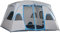 Outsunny Tienda de Campaña Familiar para 4-8 Personas con 2 Dormitorios Tienda de Camping Grande con 2 Bolsillos y Ventanas con Malla Impermeable 400x275x210 cm Gris y Azul Claro