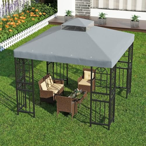 Inoamity - Techo de repuesto de 3 x 3 m para pabellón de jardín, impermeable y antirrayos UV, funda de repuesto de doble capa con ventilación, cubierta extraíble para jardín, terraza, camping y playa