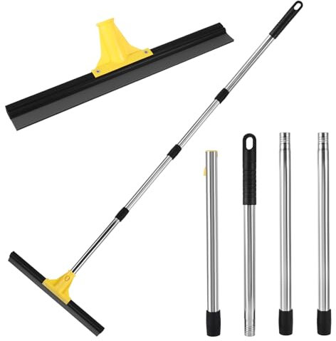 Floor Squeegee Outdoor Heavy Duty, 45 cm Window Cleaning Squeegee with Long Handle 160cm for Cleaning Garage Courtyard Bathroom Shower Glass Window Tile Concrete Deck Marble Water