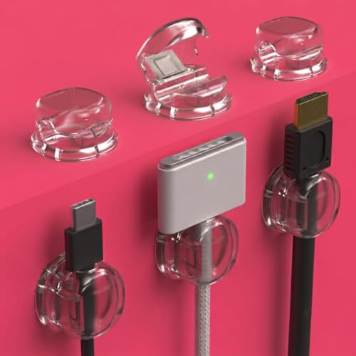 WeServin Clear Self Adhesive Cable Clips for Home, Office & More - 6 Pack | Low profile, renter-friendly cable tidy clips with a damage-free adhesive. Ideal for desks, kitchen, van builds & beyond.