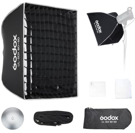 Godox UL-Box Quick Release Umbrella Softbox with Grid 60 x 60cm Portable | with Bowens Mount softbox for Photography,Studio Photo MS200V MS300V SK400II AD600BM