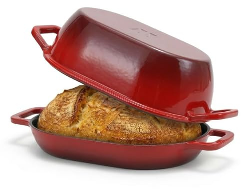 Northriver Casting Enameled Cast Iron Oval Dutch Oven for Bread Baking,12x8 Bread Pot with Lid,Ideal for Sourdough, Artisan Loaves & Family Meals,5 Qt