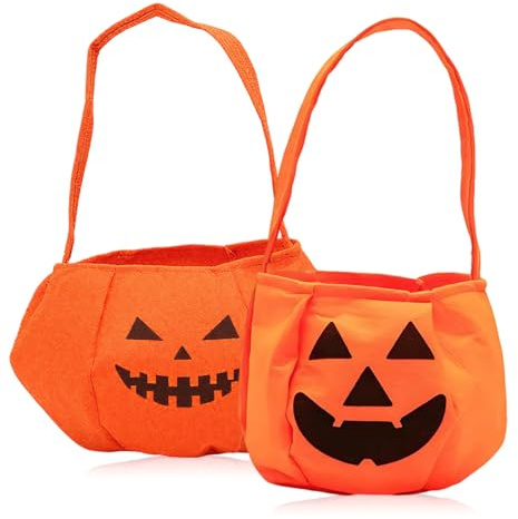 UIEXAY 2 Stück Kürbis Sammeltasche,Halloween Kürbis Candy Bag,Kürbis Halloween Eimer,Kürbis Halloween Beutel,Kürbis Halloween Bag,Süßigkeits Tasche,Für Halloween Party Maskerade
