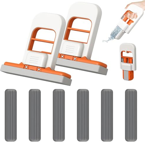 Mini Foldable Desktop Mop, Small Mop with 2 Handles and 6 Replaceable Heads, Compact Cleaning Tool for Kitchen, Bathroom, Car and Desk