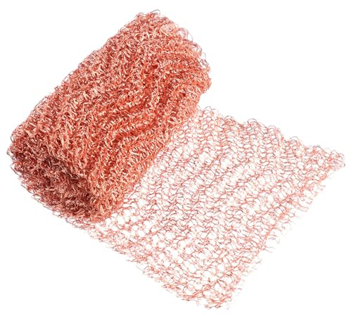 KICHOUSE 1m Copper Wire Mesh Roll Knitted Construction, Hard to Chew, Can Be Cut to Size, for Blocking Gaps in Garden and Building Applications