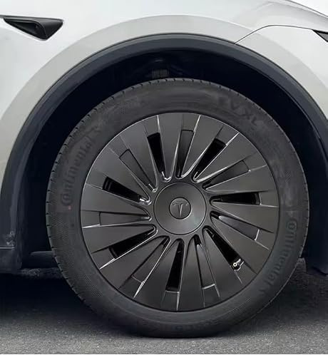 Amazon Titel Tesla Model Y Juniper Radkappen 18 Zoll 4er Set Schwarz | Passend für Original Tesla Aperture Felgen | Ersatz Radzierblenden für Model Y Basismodell ab 2025/2026 | 18