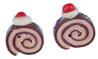 Miniblings Biskuitrolle Ohrstecker Stecker Ohrringe Kuchen Biskuit Biscuit BRAUN - Handmade Modeschmuck I Ohrringe Stecker Ohrschmuck