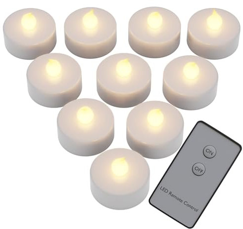 Monzana® Teelichter LED +300H elektrisch flackernd mit Fernbedienung mit Batterien flammenlose realistische Kerzen hell warm weiß 10er Set je 3,7cm