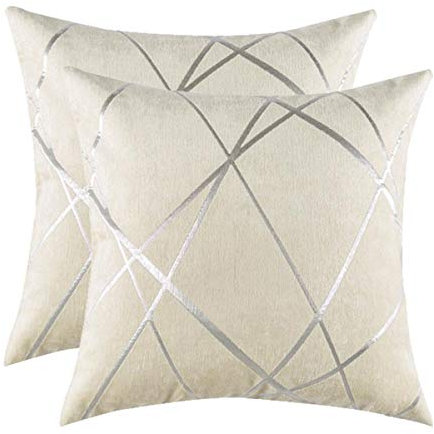 GIGIZAZA Creme Kissenbezug Samt Kissenhülle 50x50cm Deko Kissenbezüge Dekokissen Fall für Sofa Schlafzimmer Wohnzimmer 2er Set