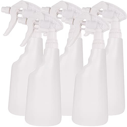 5 x White 750ml Heavy Duty Empty Plastic Water Trigger Spray Bottles for Household Gardening, Plant Watering, Car Valeting & Cleaning