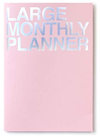 JSTORY Großer Monatsplaner, flach aufliegend, undatiert, ganzjährig, flexibler Einband, Ziel-/Uhrzeit-Organizer, dickes Papier, umweltfreundlich, anpassbar, genäht, A4, 16 Monate, 18 Blatt, Pink