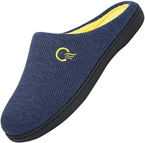 Mishansha Pantofole da casa per Uomo Bicolore in Memory Foam Inverno Peluche Scarpe Morbido Confortevole e AntiscivoloUomo Blue 44/45 EU