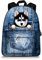JBS-NO.1 Rucksack mit niedlichem Katzen-Motiv, für Teenager, Mädchen, Jungen, Segeltuch, Hunde/Tiere, Büchertaschen für die Schule - Blau -