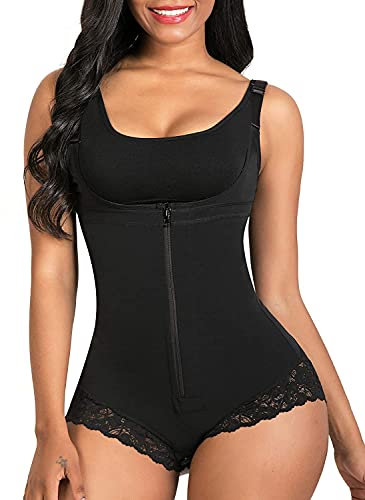 SHAPERX Shapewear Figurformend Bauchweg Body Shaper Figurformender Formende Bodys Taillenformer Verstellbar Shaping Bodysuit, UK-SZ7200-Black-2XL
