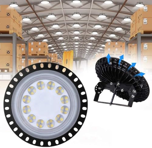 WZTO 50W LED UFO Industrielampe, 5000LM LED Hallenstrahler, SMD 2835 LED High Bay Licht mit Kaltweiß 6000-6500K, Abstrahlwinkel 120° für Deckenleuchte, Hallenbeleuchtung, Werkstattbeleuchtung