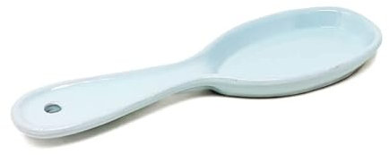 Verano Spanish Ceramics Rustic Pastel Fully Dipped Serving Spoon Rest - Decorative Home Kitchen Décor Dishware Counter Cooking Utensil Spatula Ladle with Hanging Hole Gift - 27cm Duck Egg Blue
