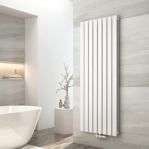 EMKE Heizkörper Vertikal 1600x620mm, Flachheizkörper Mittelanschluss Design Heizkörper Flach Moderne Paneelheizkörper Doppellagig Wandheizkörper Weiß 1988 Watt
