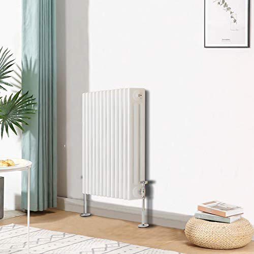 Blümme Traditional Horizontal Cast Iron Radiator Central Heating Radiators White Triple Column 600 x 605mm