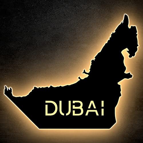 Dubai personalisiert mit Wunschtext دبي Lasergravur Led Schlummerlicht für Schlafzimmer Wohnzimmer Geschenk