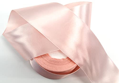 CaPiSo 22m Satinband 40mm Breite Schleifenband Geschenkband Dekoband Weihnachten Hochzeit (Helles Altrosa, 22m)