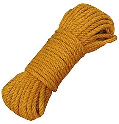 Cuerda de yute amarilla respetuosa con el medio ambiente para manualidades de bricolaje y jardinería, 6 mm x 20 m
